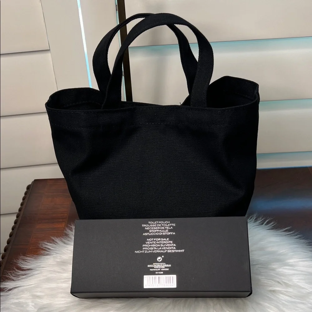 PRADA Beauty L'HOMME Milano L'EAU Black Mini Tote Canvas Bag Box PRADA Logo NWOT - Picture 16 of 17